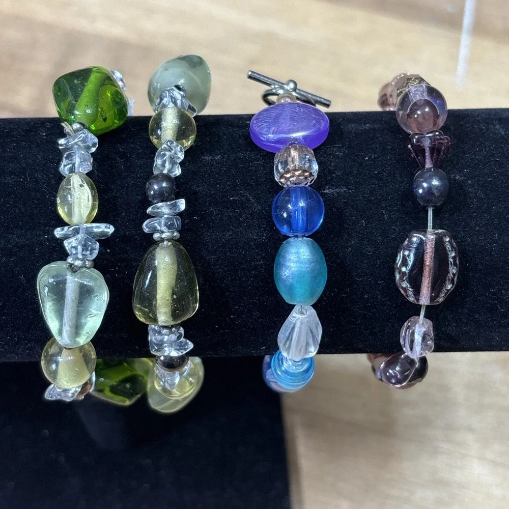 Premier Designs Bracelet Lot 3 Dahlia Iris Bahama Breeze Glass Bead Jewelry
